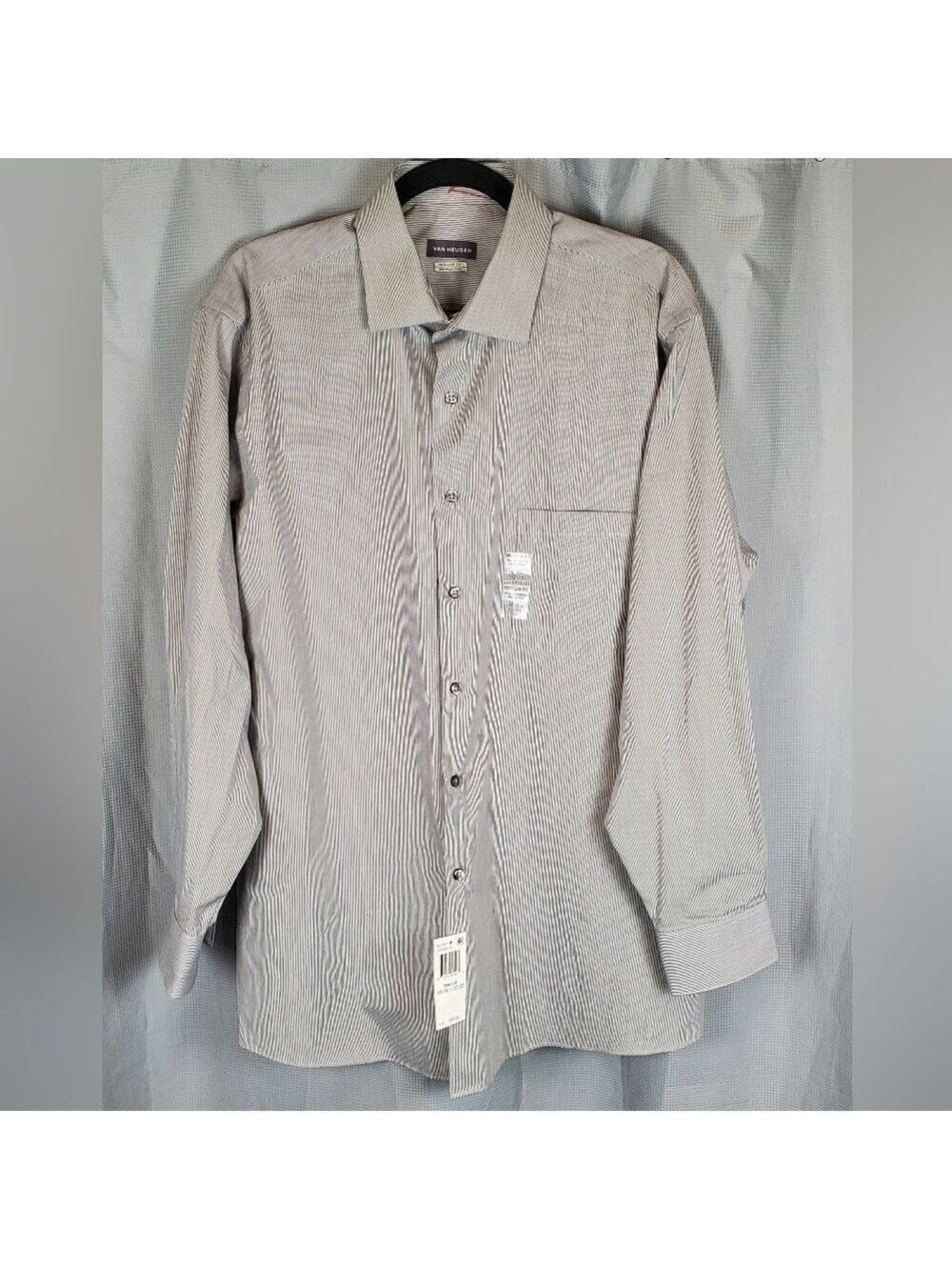 NWT Van Heusen dress shirt, hrey pin stripe, 16-16.5 32/33